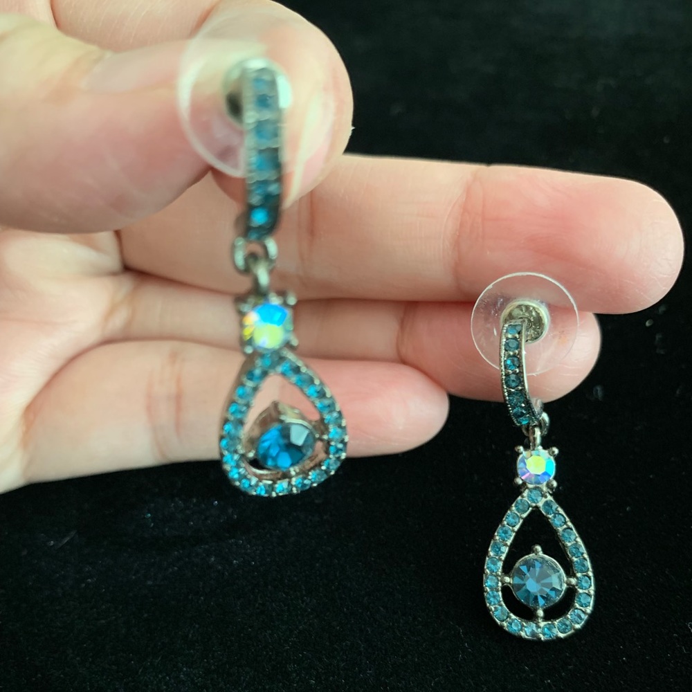 Blue stone dangle earrings